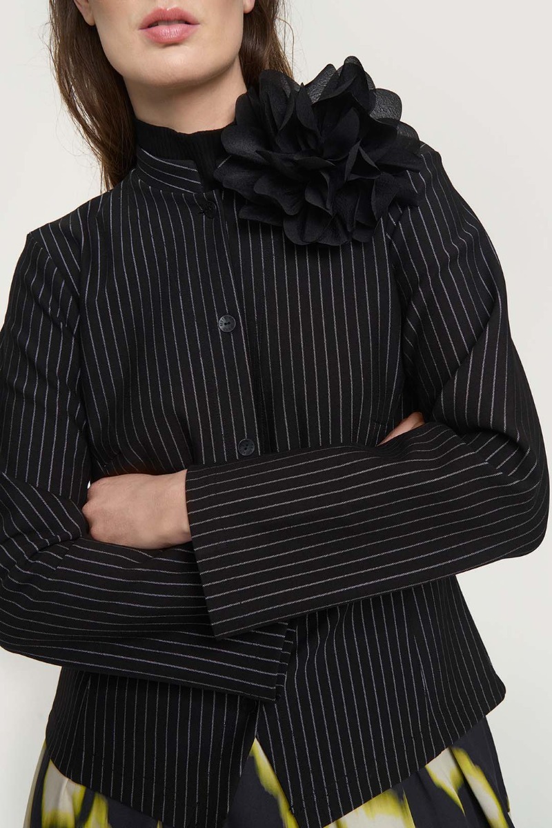 Short Grey-Green Pinstripe Jacket - TORRO PINSTRIPE JACKET main image 1