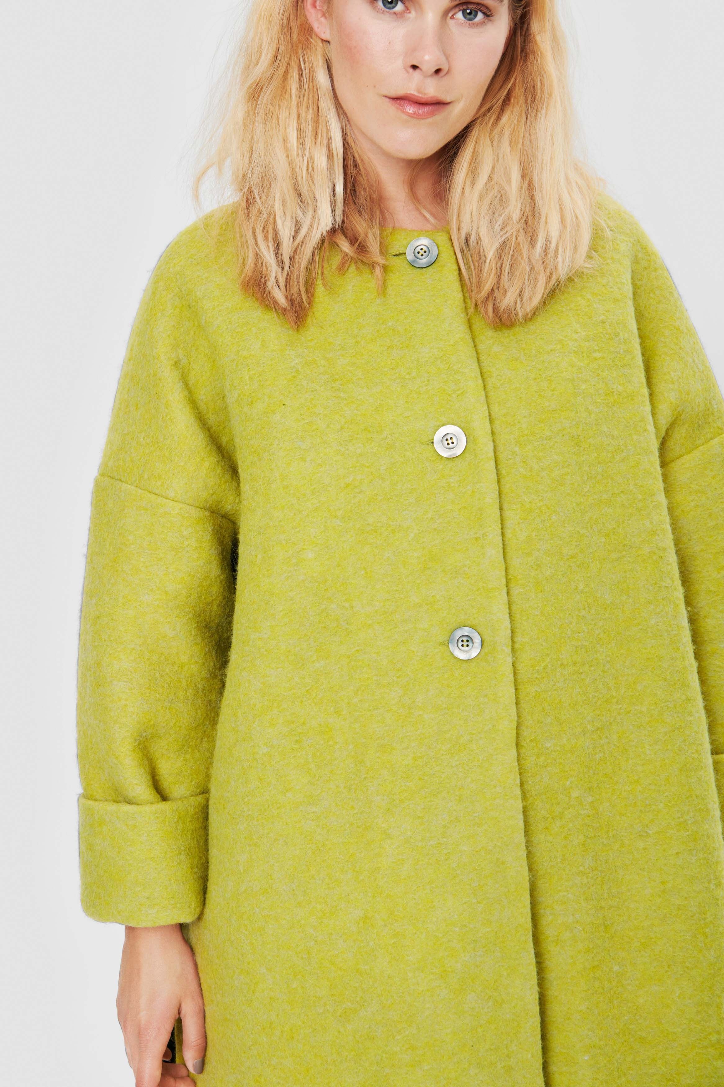 Changeant wool mix coat