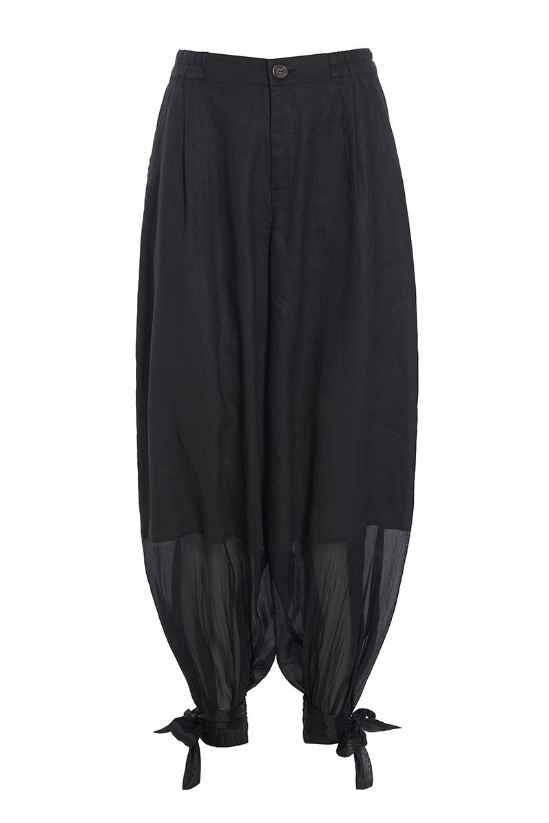 Airy linen trousers with tie-strings