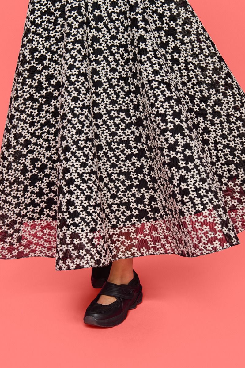 Flower mesh kjol