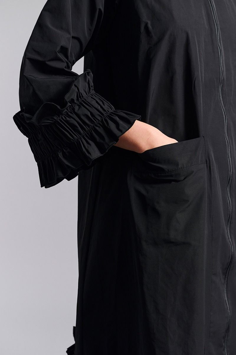 Fukkura poplin blixtlåsklänning