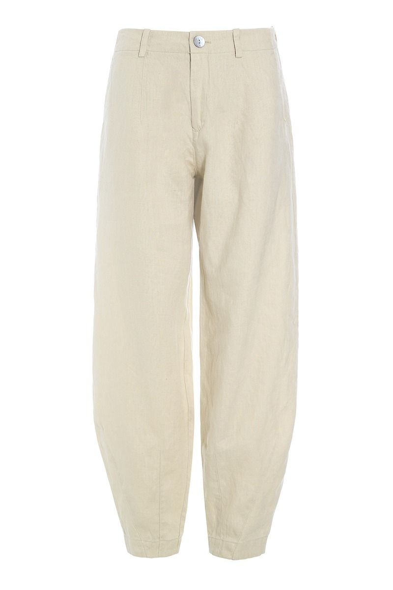 Lazy linen måttliga byxor