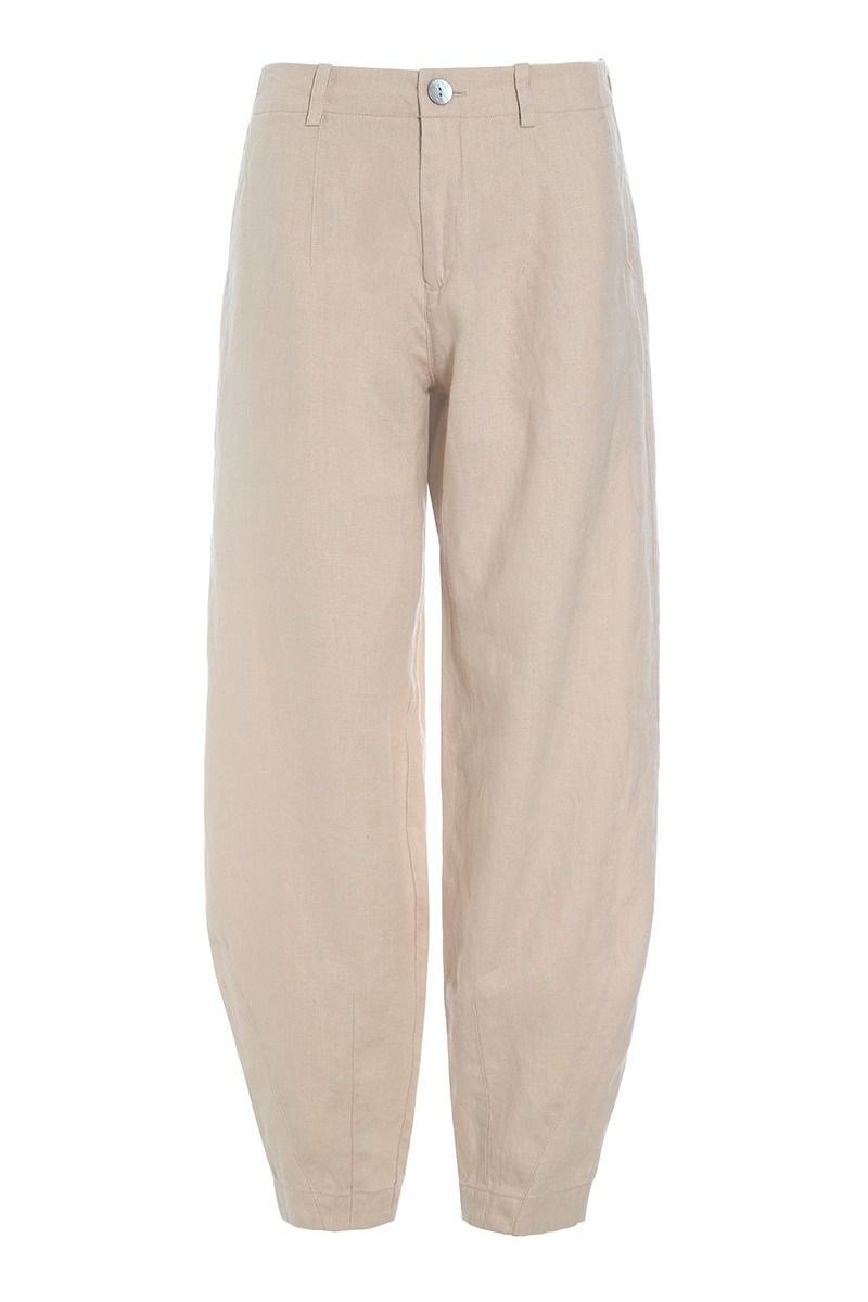 Lazy linen måttliga byxor