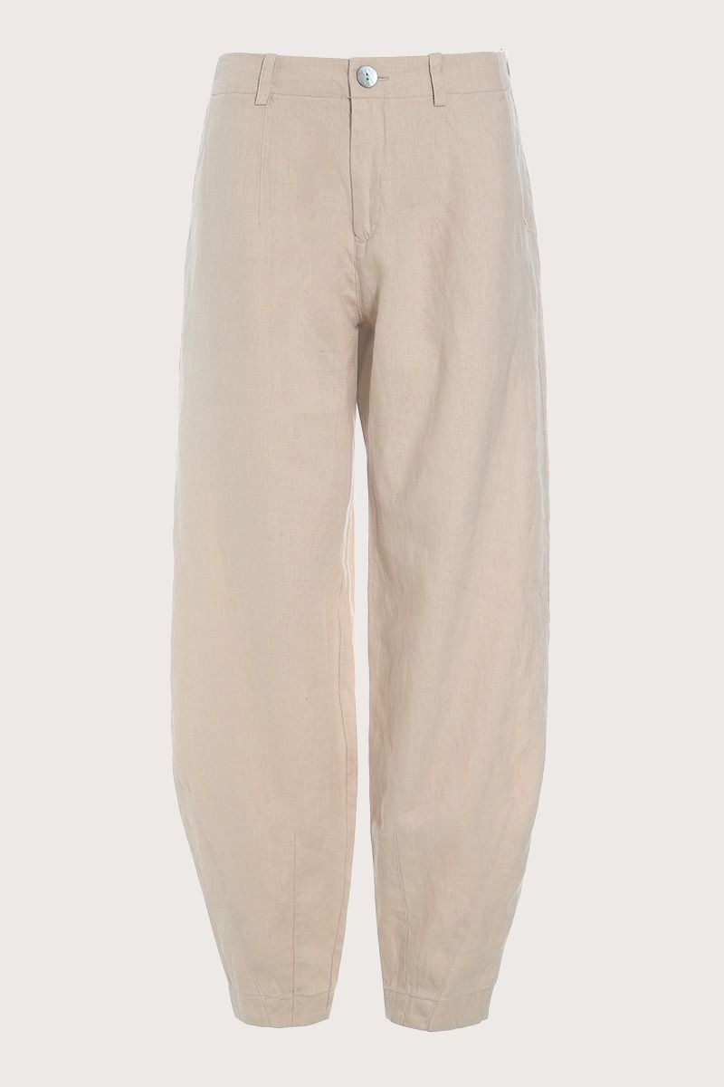 Lazy linen måttliga byxor