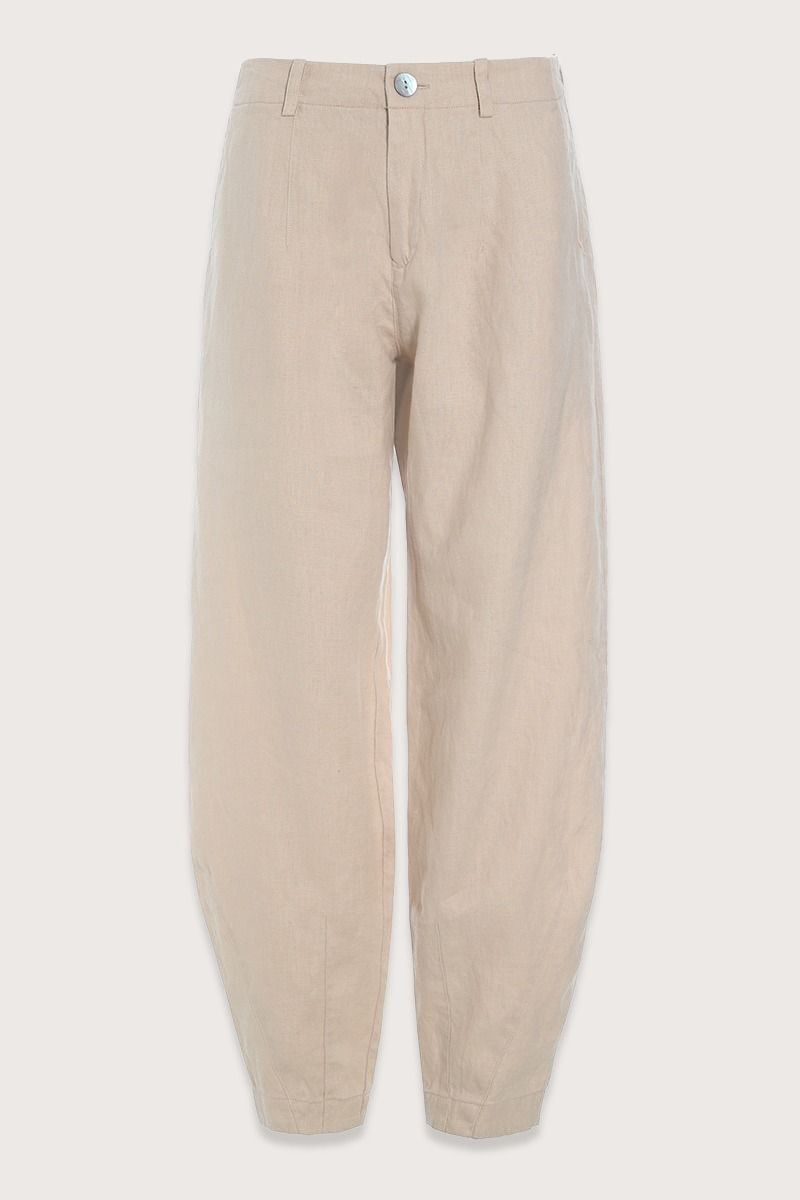 Lazy linen måttliga byxor