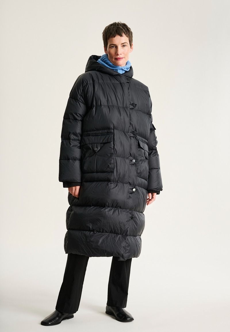 Feather down coat with pockets
