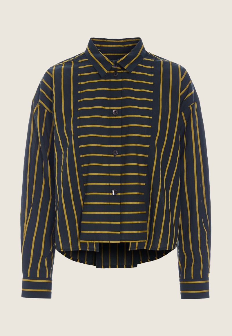 Golden stripes shirt with pleats