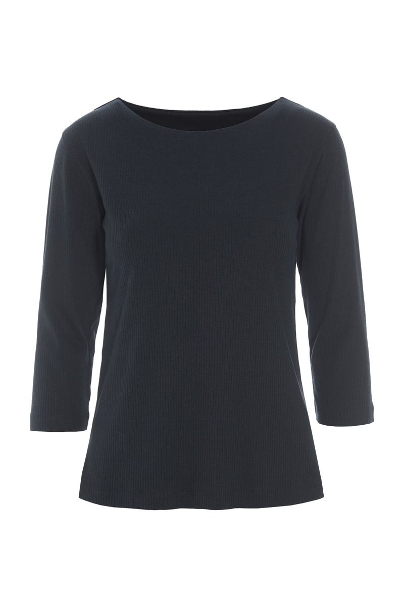 Naibu rib blus med 3/4 ärm