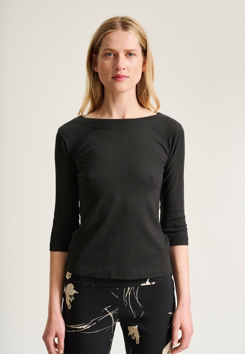 Naibu rib blus med 3/4 ärm