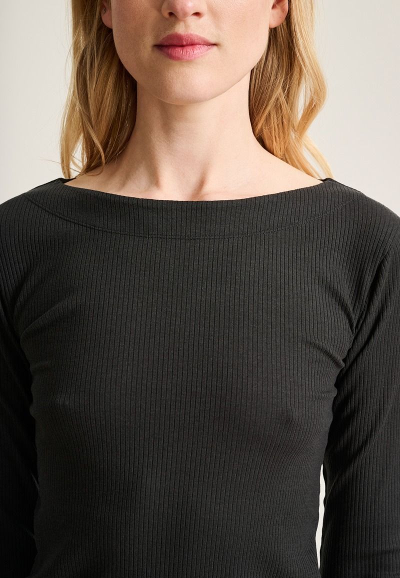 Naibu rib blus med 3/4 ärm