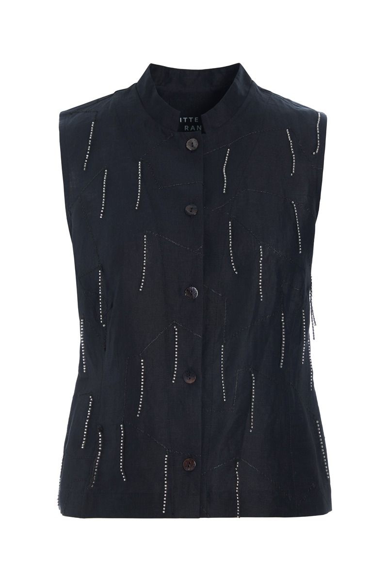 Airy linen vest med perler