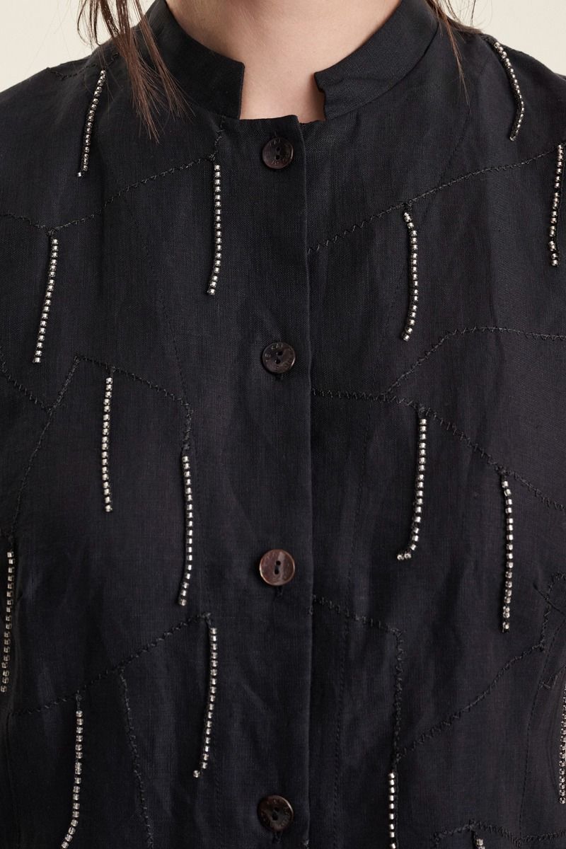 Airy linen vest med perler