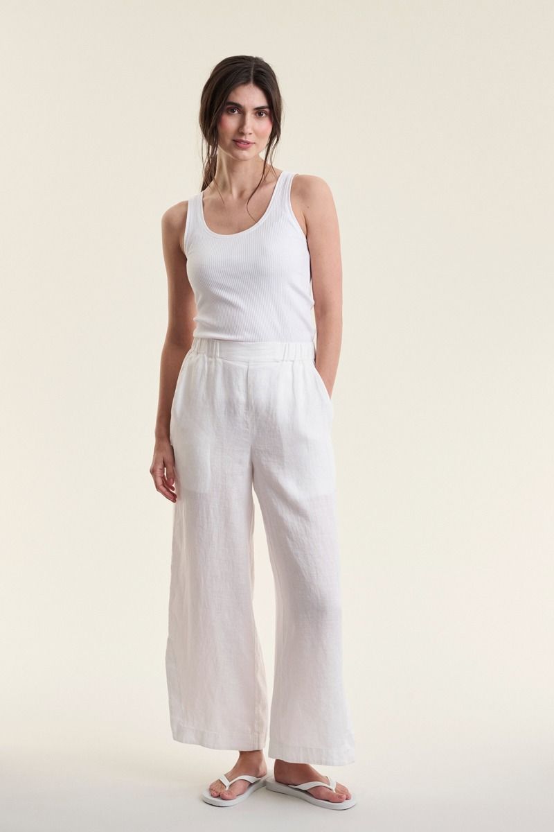 Airy linen elastic pants
