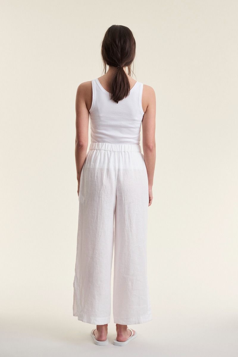 Airy linen elastic pants