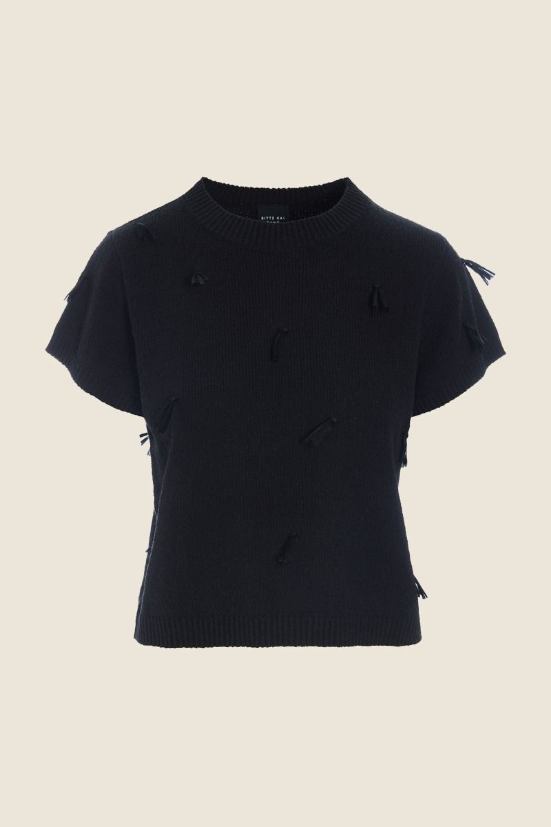 Kamitto kortärmad blus med fransar