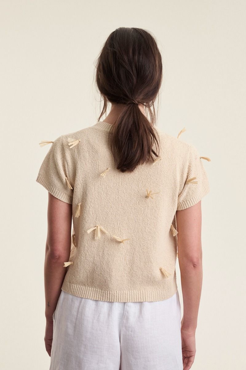 Kamitto kortärmad blus med fransar