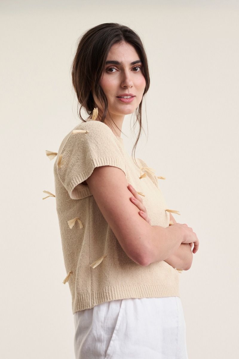 Kamitto kortärmad blus med fransar