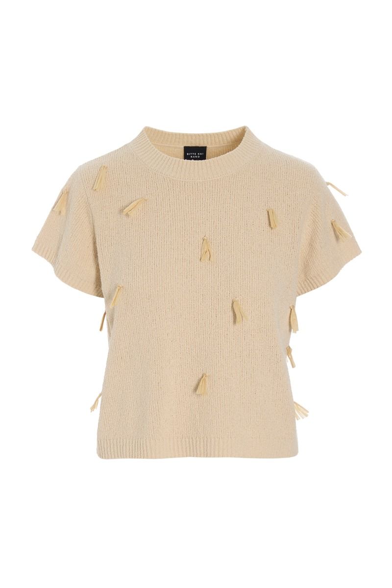 Kamitto kortärmad blus med fransar