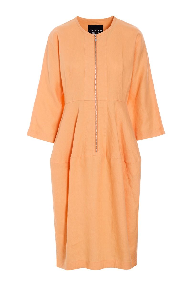 Lazy linen dress with zipper