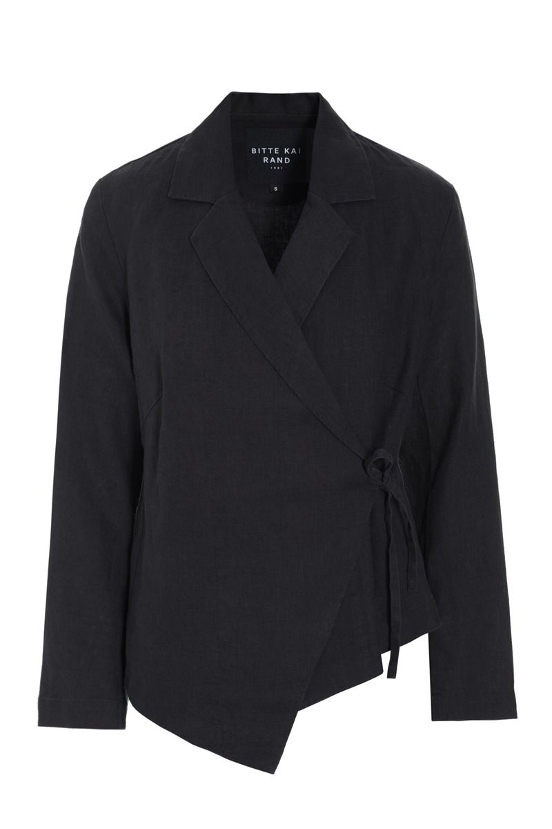 Lazy linen asymmetric jacket