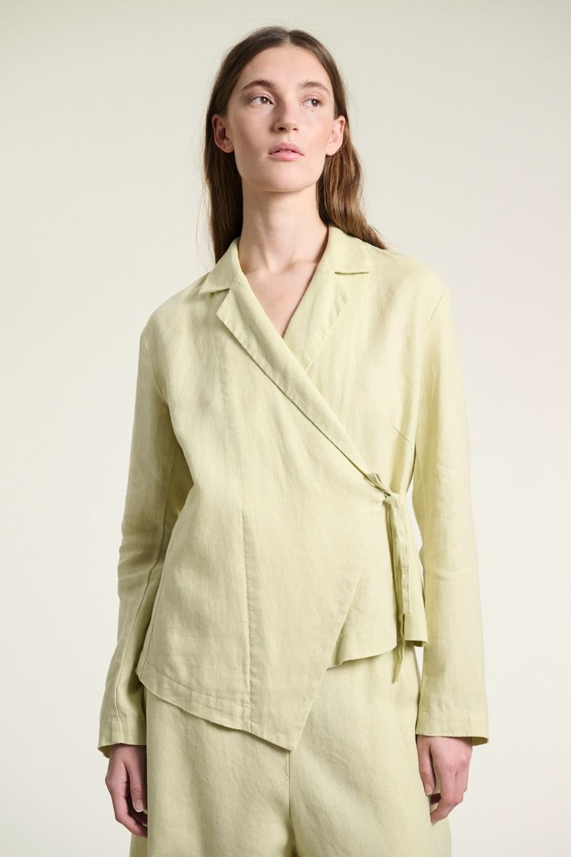 Lazy linen asymmetric jacket