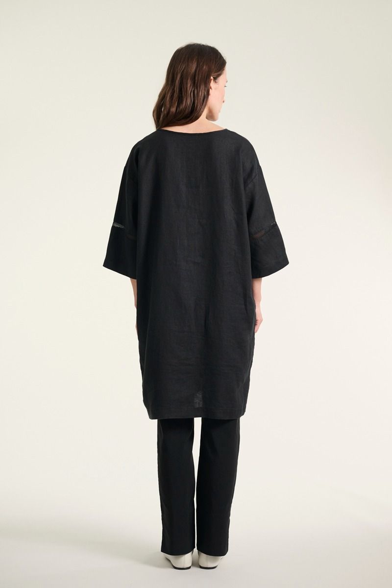 Lazy linen Kleid mit Einsätzen