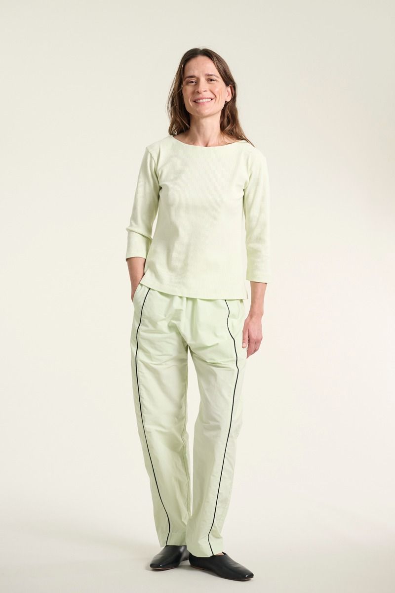 Naibu rib Bluse mit 3/4 ärmel