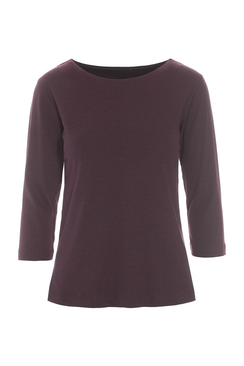 Naibu rib Bluse mit 3/4 ärmel