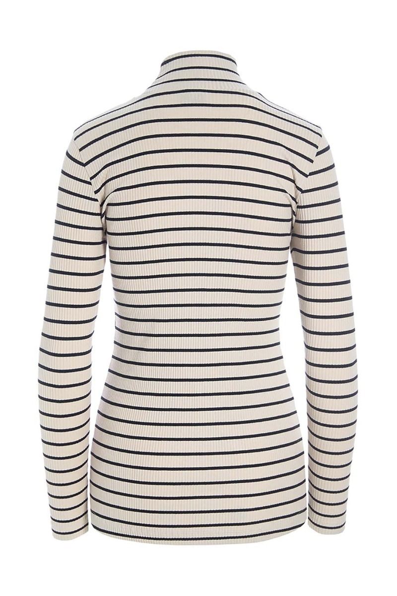 Globe stripe turtleneck blouse