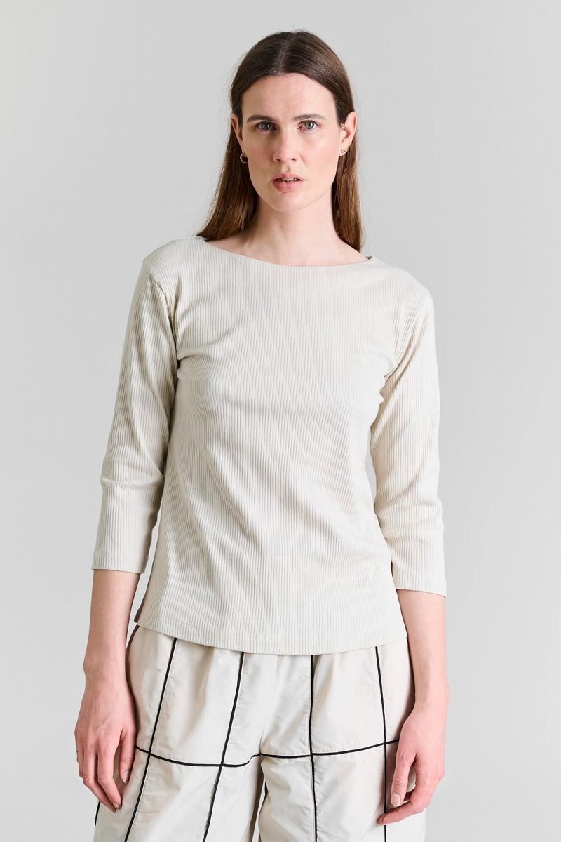 Naibu rib Topp med 3/4-ärmar