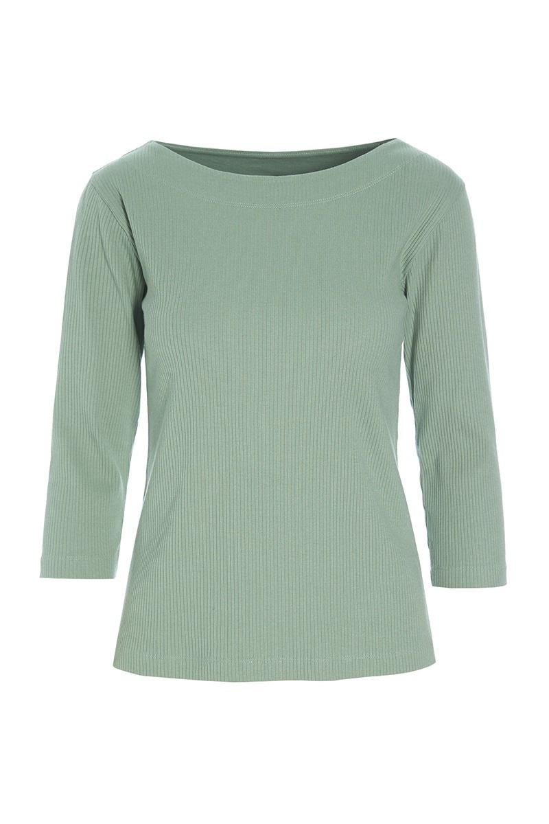 Naibu rib Topp med 3/4-ärmar