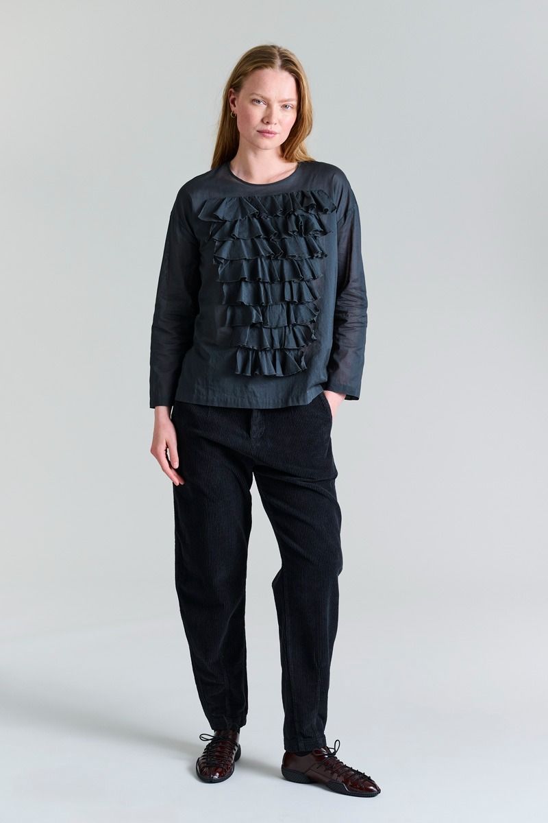 Washi voile blus med volanger