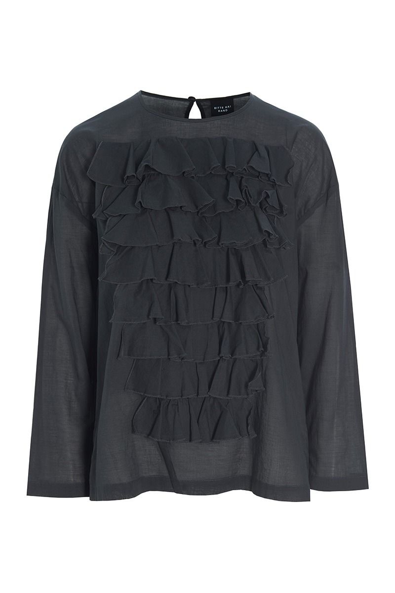 Washi voile blus med volanger