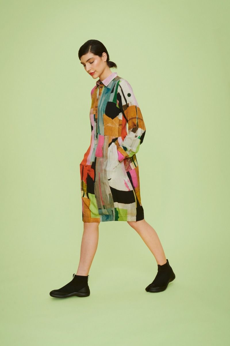 Collage viscose FSC Kleid mit Kragen