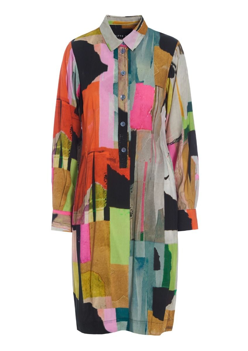 Collage viscose FSC Kleid mit Kragen