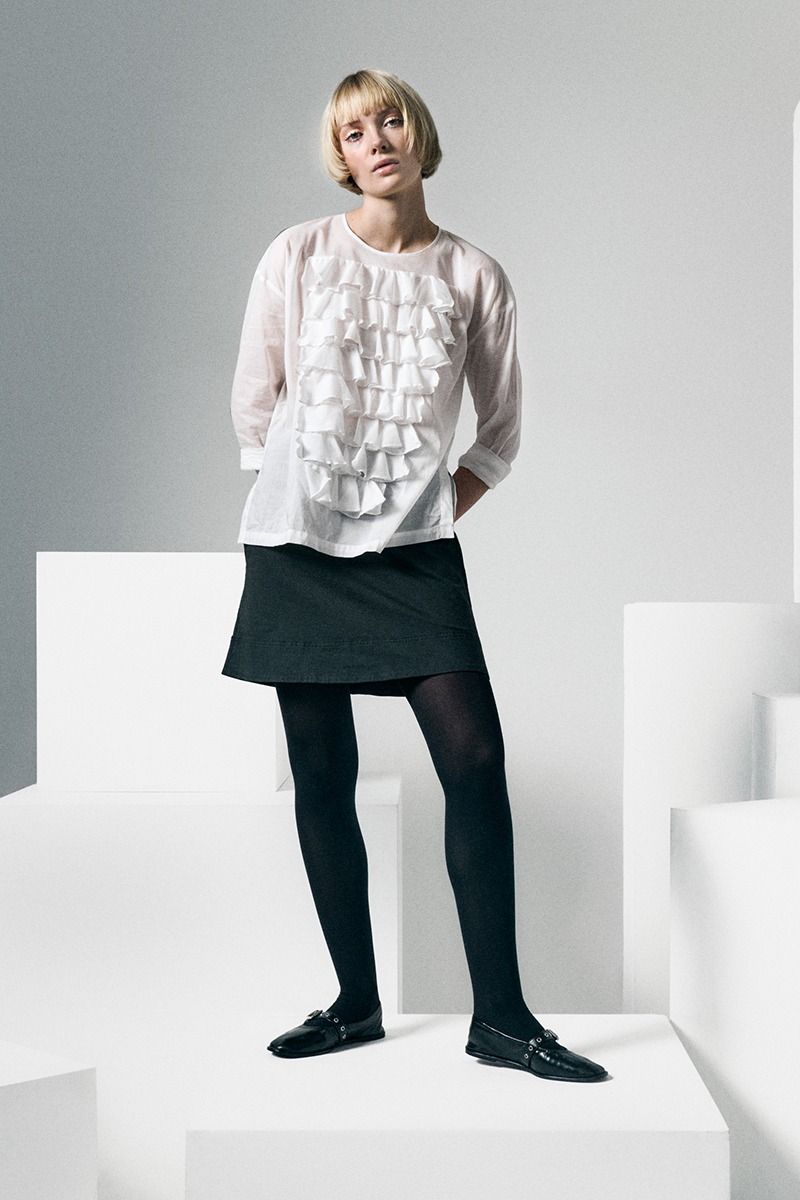 Washi voile blus med volanger