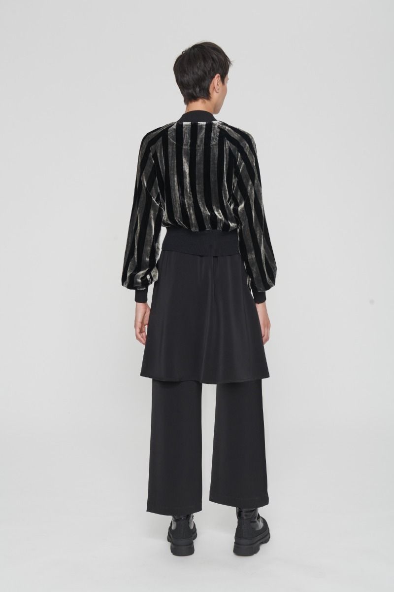 Velvet stripe bomber jakke
