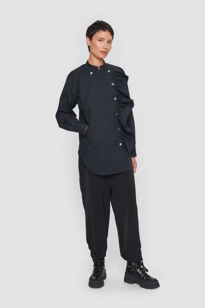 Core cotton ruffelskjorta