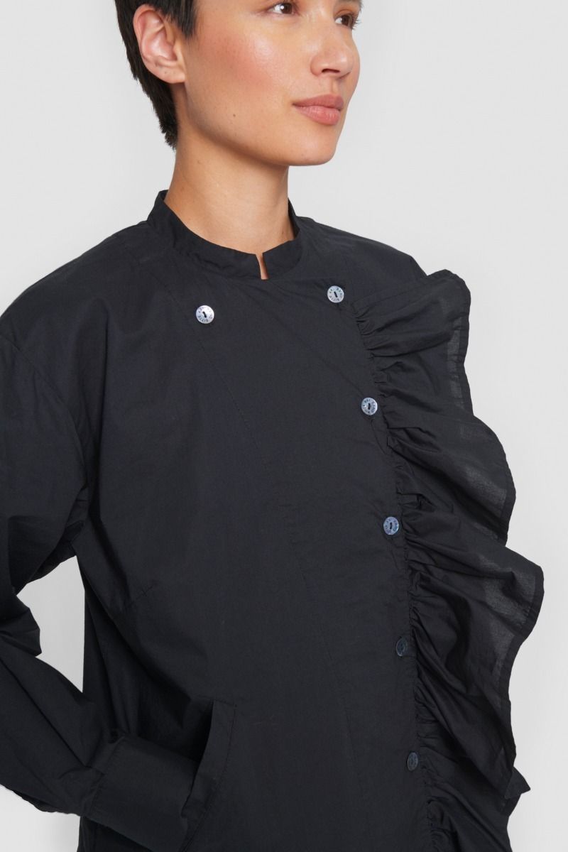 Core cotton ruffelskjorta