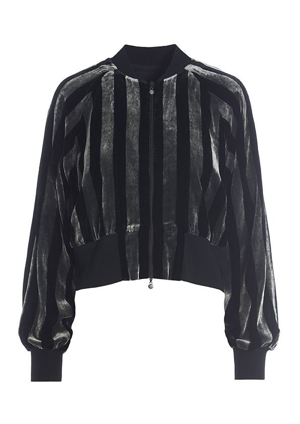 Velvet stripe bomber jakke