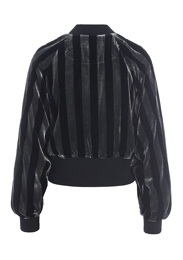 Velvet stripe bomber jakke
