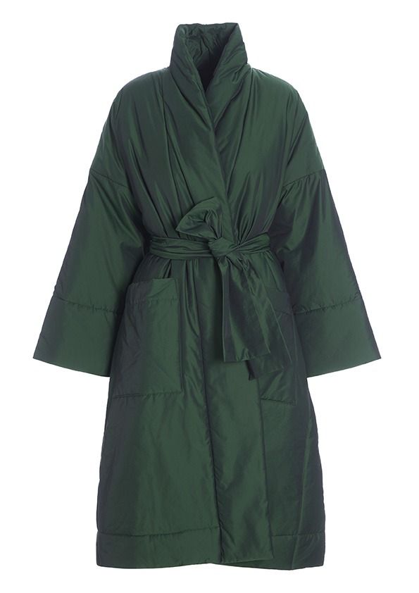 Changeant nylon coat with belt