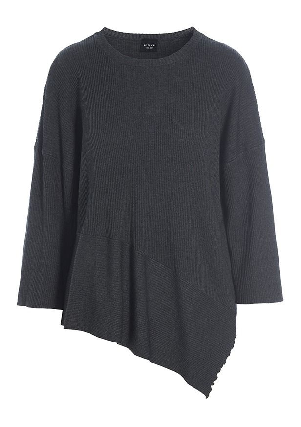 Wakasu wool blend asymetrical blouse
