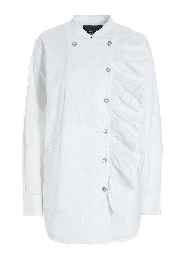 Core cotton ruffelskjorta