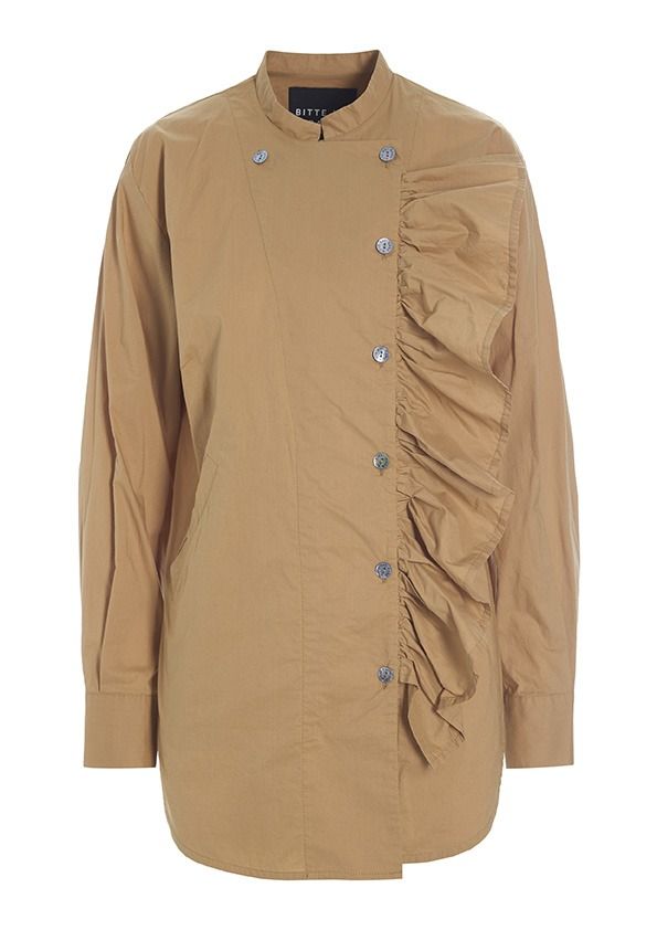 Core cotton ruffelskjorta