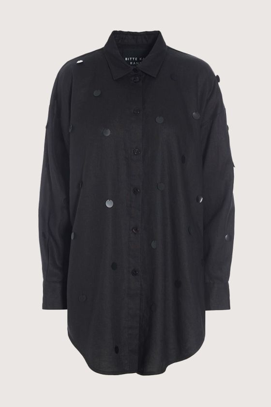 Airy linen skjorte med pailletter
