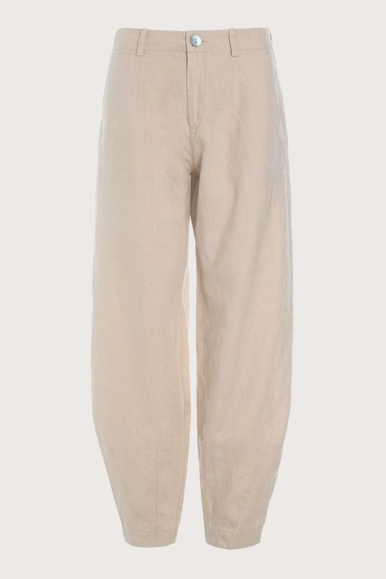 Lazy linen måttliga byxor