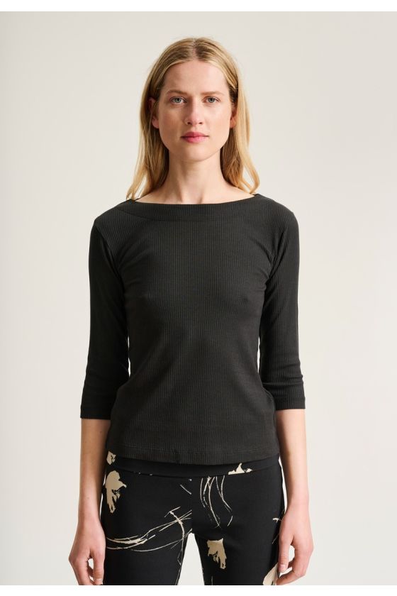 Naibu rib blus med 3/4 ärm