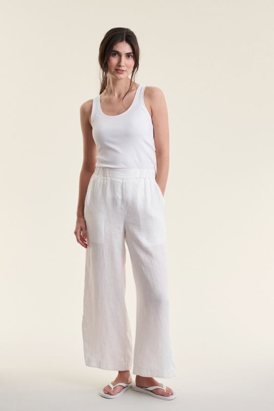 Airy linen elastic pants