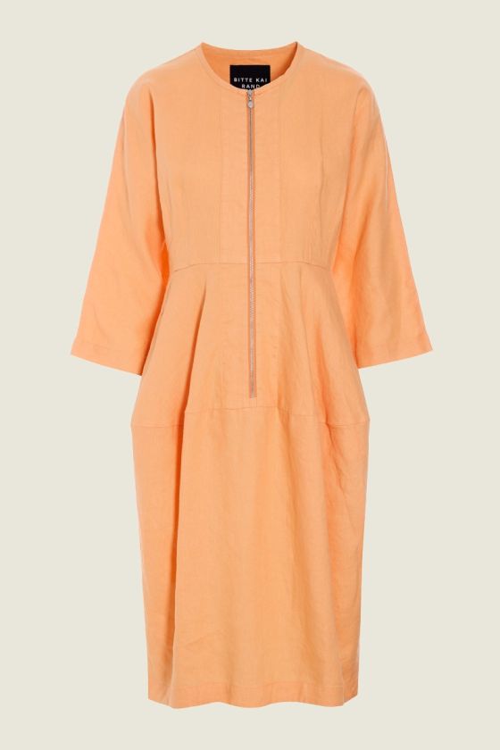 Lazy linen dress with zipper